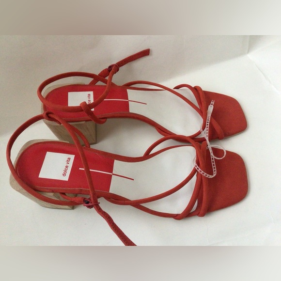 🆕DOLCE VITA ZAYLA HEELED WOODEN RED SANDALS (Sz 8.5) - Picture 9 of 16